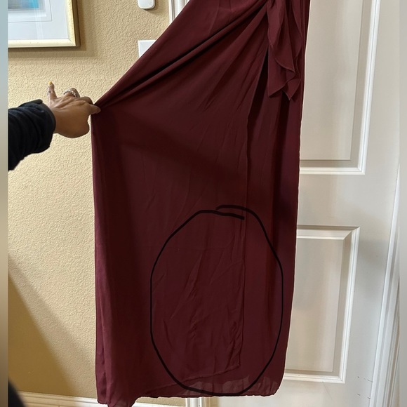 WAYF Maroon Bridesmaid Maxi Wrap V-Neck‎ Dress Size Small Burgundy - Picture 6 of 14